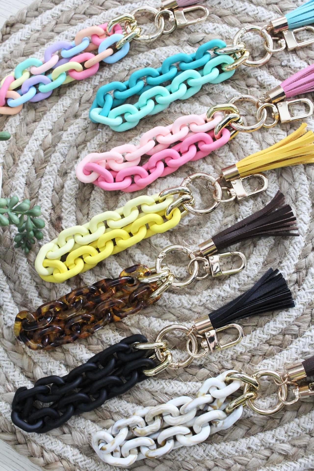 Mirrored Name Wristlet Bangles for Keys and Purses