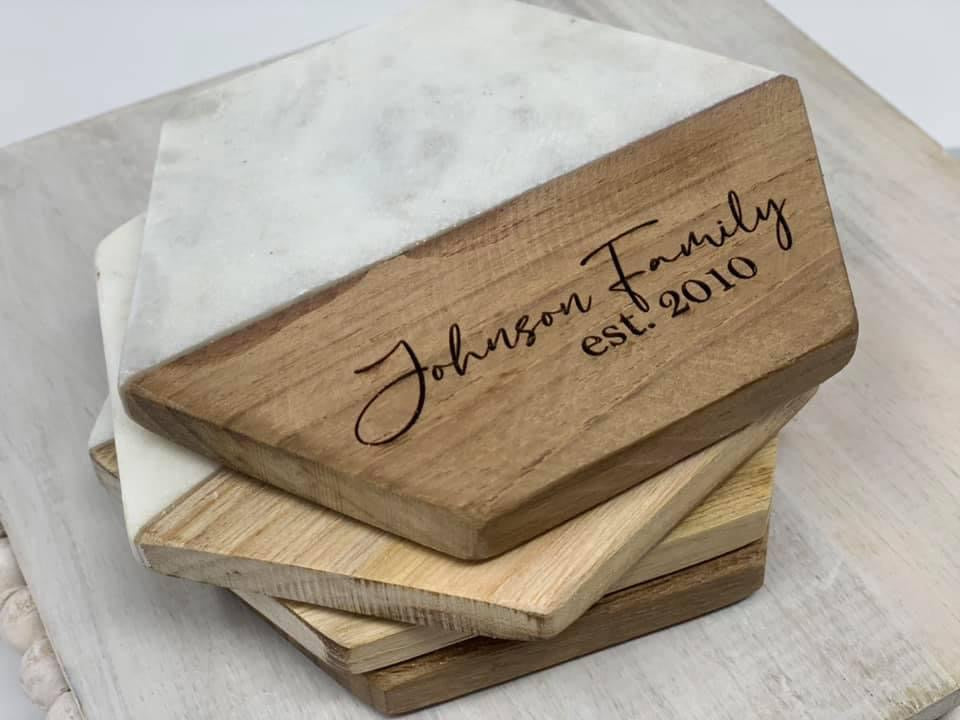 Customized Charcuterie and Coaster (4) Set