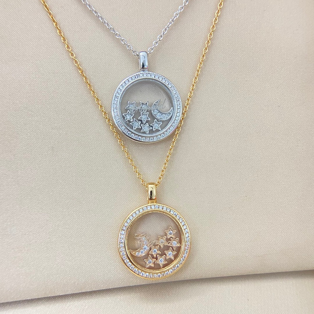 “Chop—Ard” Moon and Stars Necklace 18”