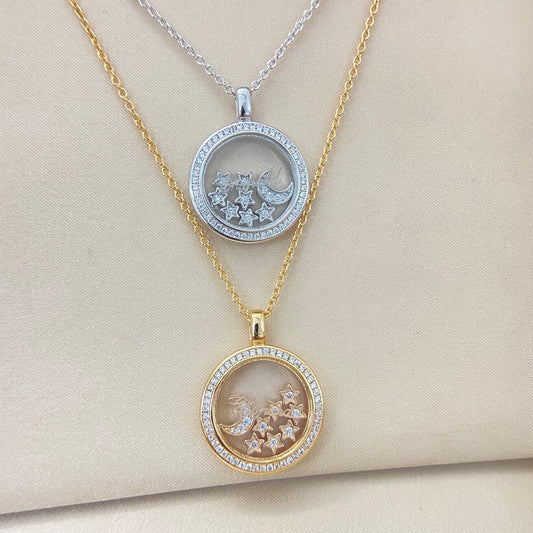 “Chop—Ard” Moon and Stars Necklace 18”