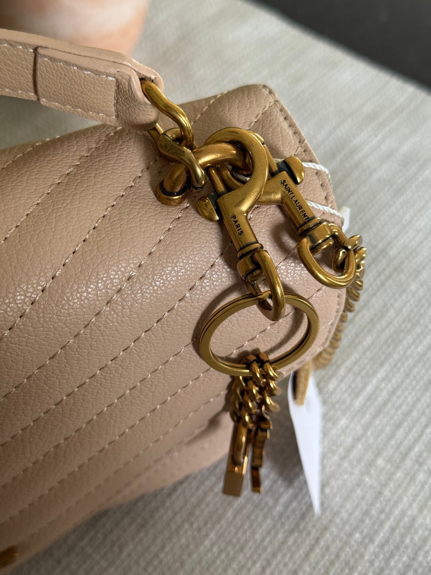 Quilted Y Beige Bag