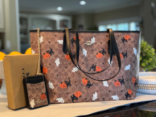 Halloween Co Ach Tote with Mini Wallet